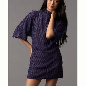Anthropologie Short-Sleeve Fringe Mini Dress